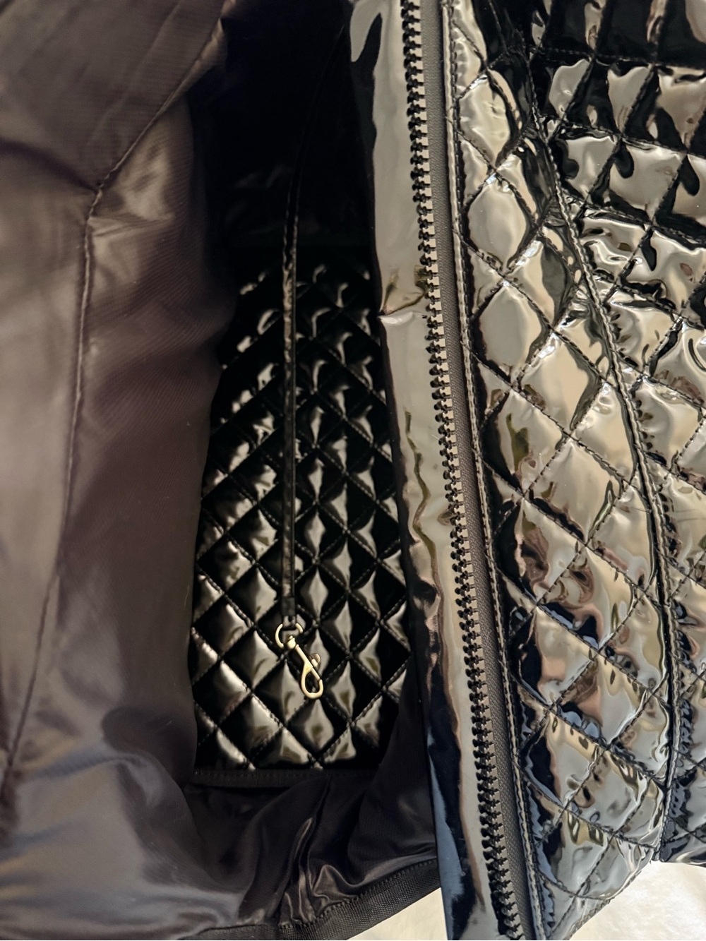 MZ Wallace Glossy Black Quilted Nylon Dog Carrier - Picture 5 of 7